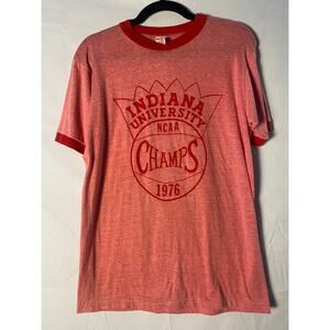 Vintage 70s IU Indiana University NCAA Champs 1976 Ringer Red Shirt Men's Large